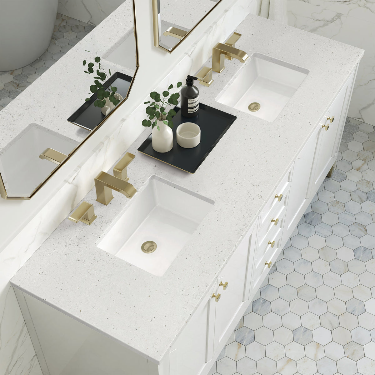 James Martin Chicago 72" Double Bathroom Vanity, Glossy White