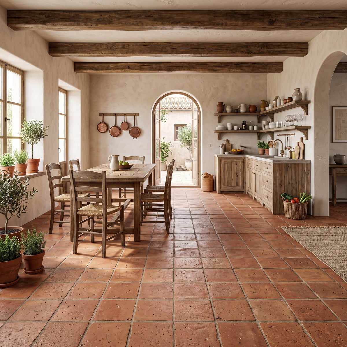 Cuadrado Natural Square Terracotta Tiles 8x8