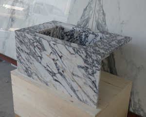 HANDCRAFTED CUSTOM CALACATTA VIOLA MARBLE SINK (NS-085)