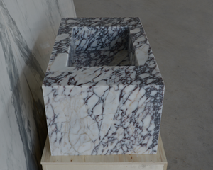 HANDCRAFTED CUSTOM CALACATTA VIOLA MARBLE SINK (NS-085)