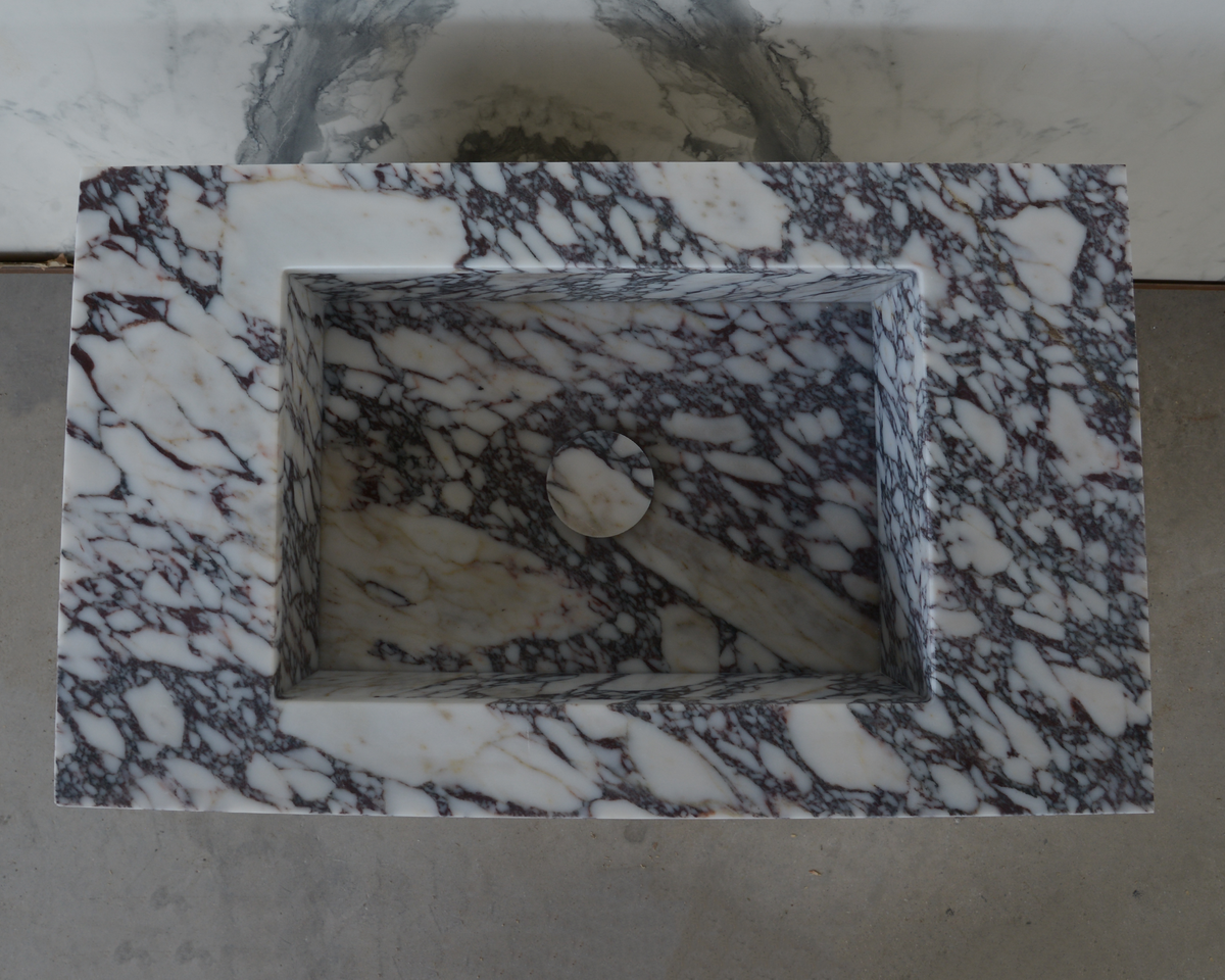 HANDCRAFTED CUSTOM CALACATTA VIOLA MARBLE SINK (NS-085)