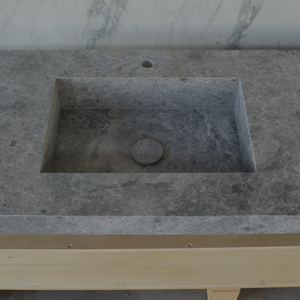 HANDCRAFTED CUSTOM TUNDRA GREY MARBLE DOUBLE SINK (NS-137)