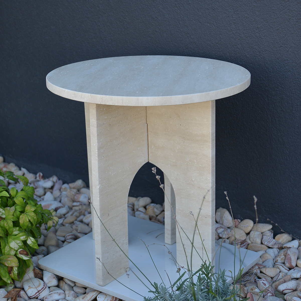 Travertine Marble Coffee Table, Round Marble Coffee Table, Luxury Side Table, Elegant Coffee Table for Living Room, Marble Side Table