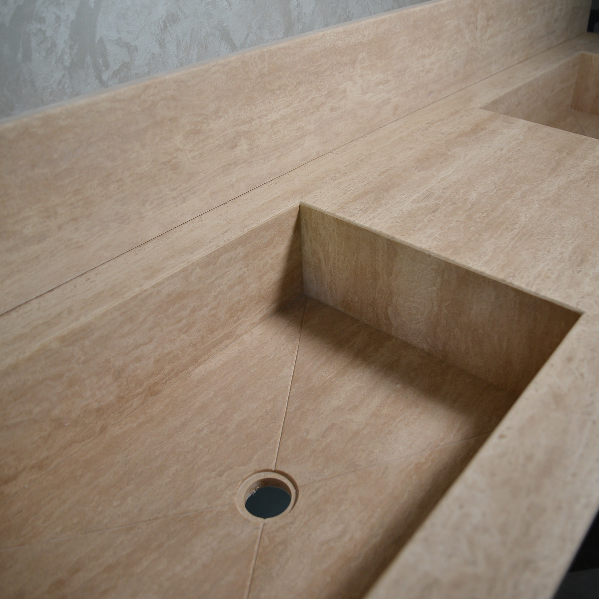 CUSTOM HANDCRAFTED TRAVERTINE DOUBLE SINK (TR-116)