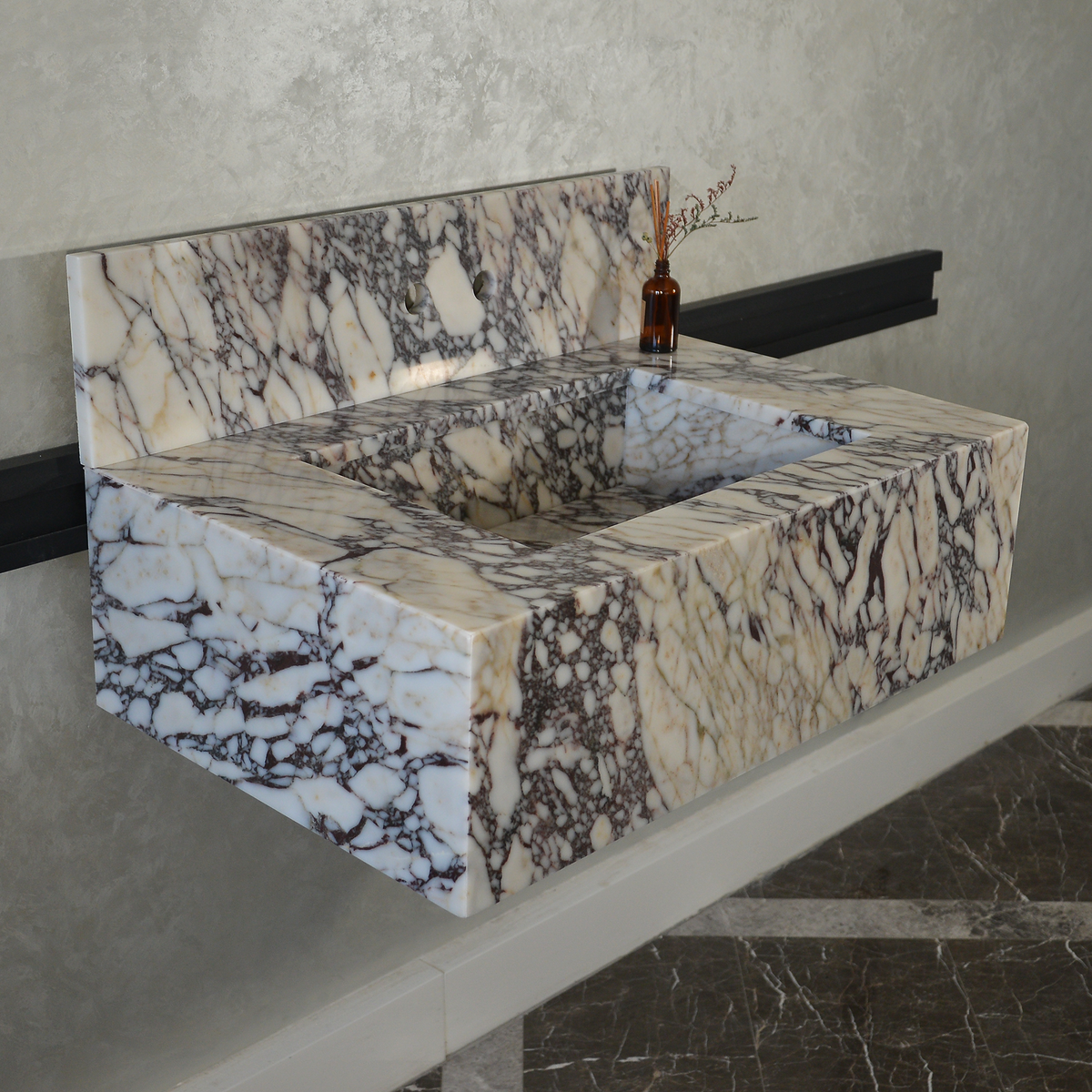 CUSTOM HANDCRAFTED CALACATTA VIOLA MARBLE SINK (NS-093)
