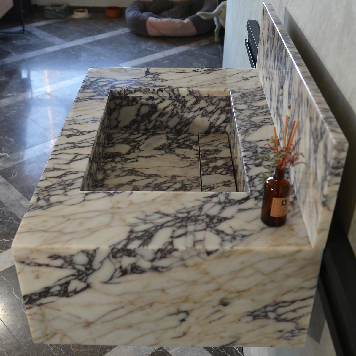 CUSTOM HANDCRAFTED CALACATTA VIOLA MARBLE SINK (NS-093)