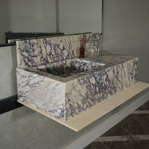 HANDCRAFTED CUSTOM CALACATTA VIOLA MARBLE SINK (NS-096)
