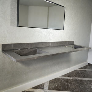 HANDCRAFTED PIETRA GREY HIGH ENGINEERED PORCELAIN DOUBLE SINK (ES-095)