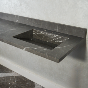 HANDCRAFTED PIETRA GREY HIGH ENGINEERED PORCELAIN DOUBLE SINK (ES-095)