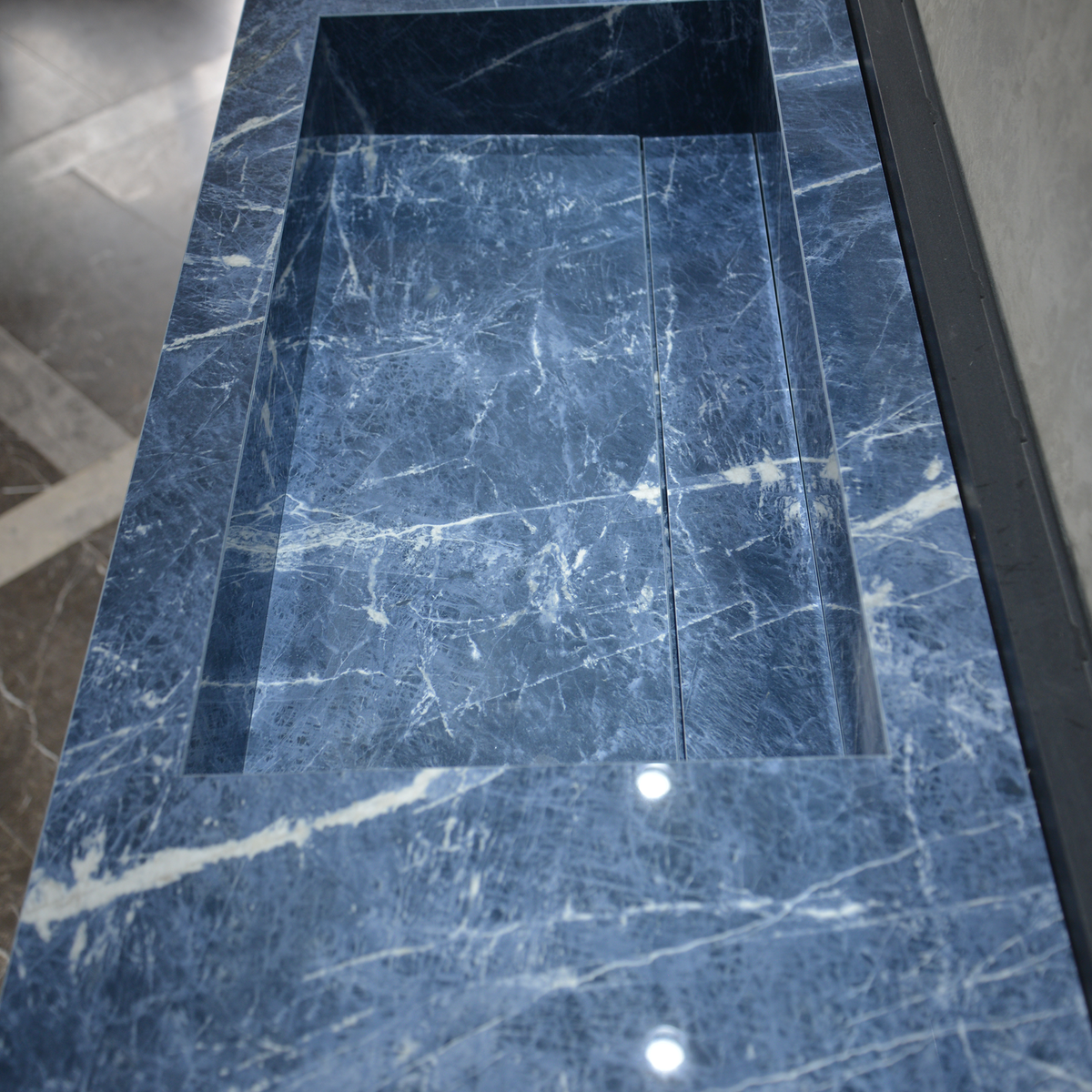 HANDCRAFTED INFINITY PRECIOUS SODALITE HIGH ENGINEERED STONE SINK (ES-085)