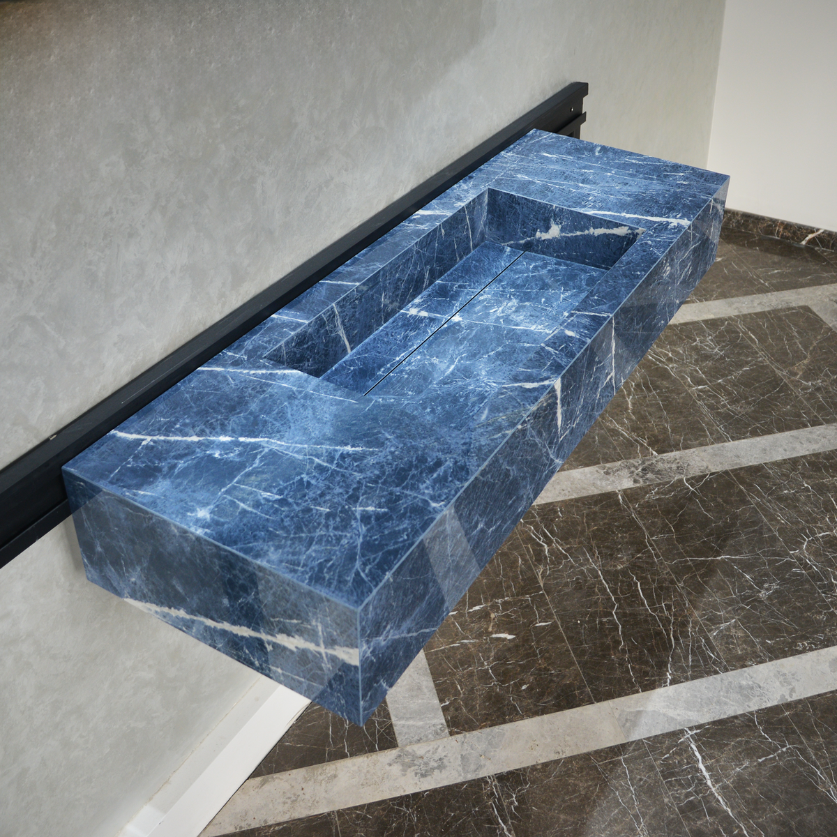 HANDCRAFTED INFINITY PRECIOUS SODALITE HIGH ENGINEERED STONE SINK (ES-085)