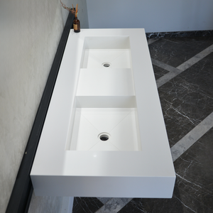 HANDCRAFTED CUSTOM WHITE QUARTZ DOUBLE SINK (QU-081)