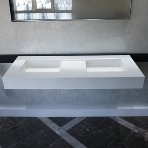 HANDCRAFTED CUSTOM WHITE QUARTZ DOUBLE SINK (QU-081)