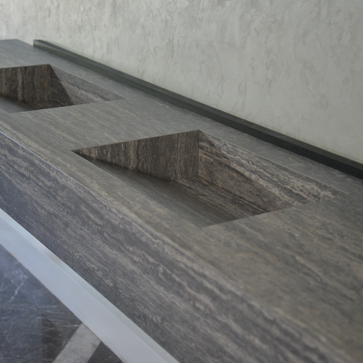 HANDCRAFTED INFINITY TRAVERTINO GREY HIGH ENGINEERED STONE SINK (ES-104)