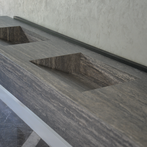HANDCRAFTED INFINITY TRAVERTINO GREY HIGH ENGINEERED STONE SINK (ES-104)