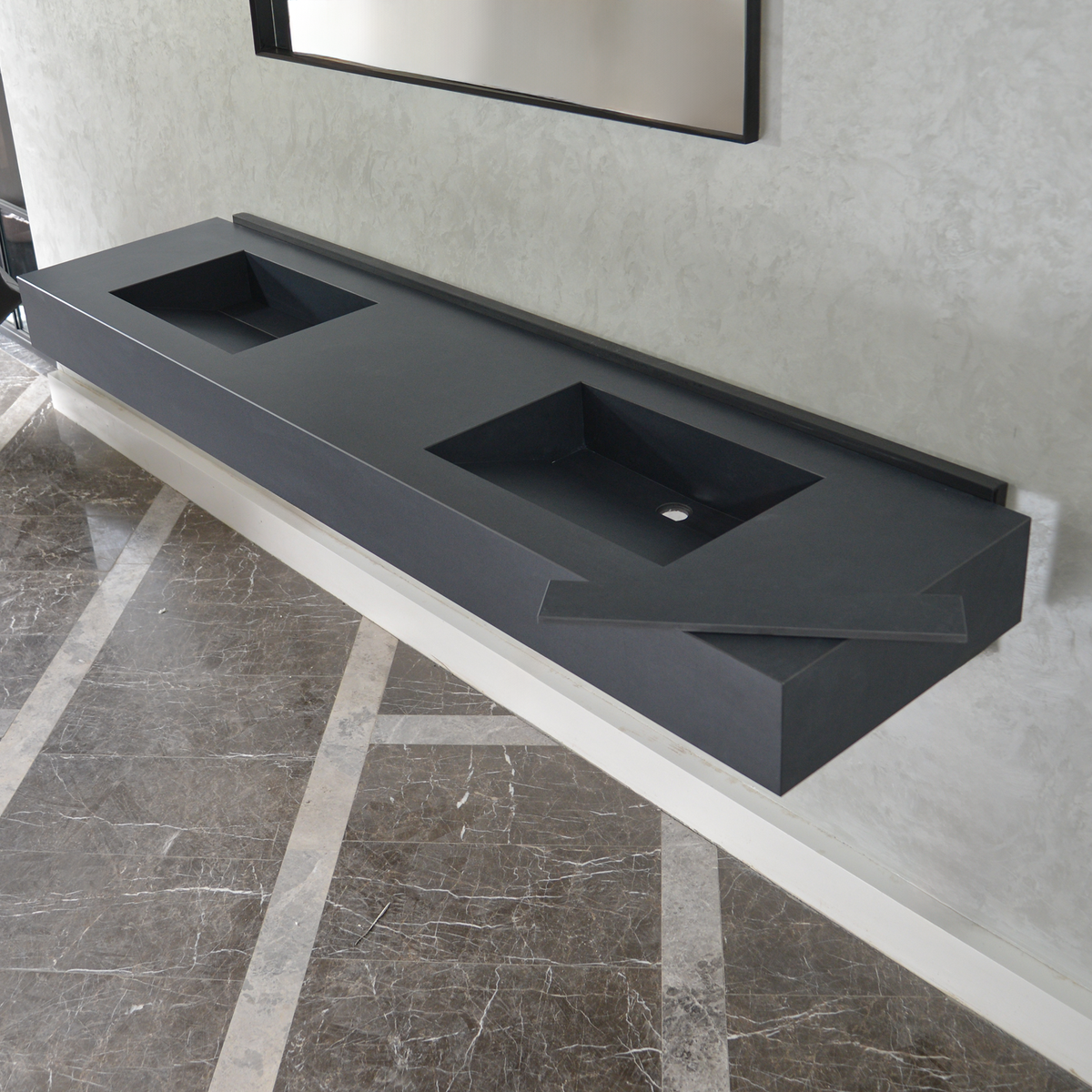 HANDCRAFTED INFINITY TOTAL BLACK HIGH ENGINEERED PORCELAIN DOUBLE SINK (ES-093)