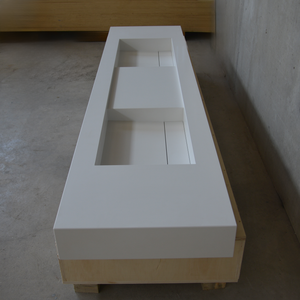 HANDCRAFTED CUSTOM WHITE QUARTZ DOUBLE SINK (QU-121)