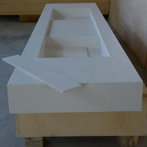 HANDCRAFTED CUSTOM WHITE QUARTZ DOUBLE SINK (QU-121)