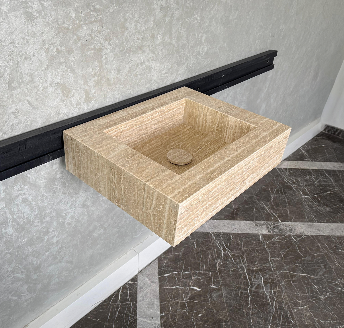 HANDCRAFTED CUSTOM TRAVERTINE SINK (TR-040)