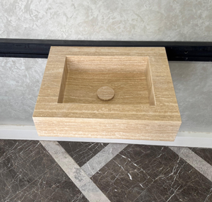 HANDCRAFTED CUSTOM TRAVERTINE SINK (TR-040)