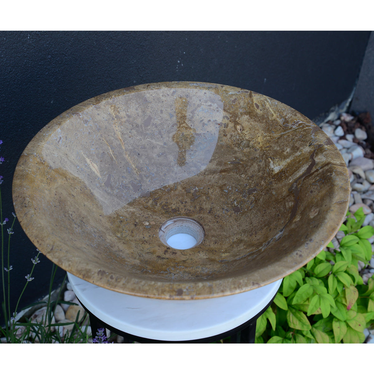 HANDCRAFTED NOCE BROWN TRAVERTINE SINK