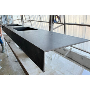 HANDCRAFTED PIETRA GREY HIGH ENGINEERED PORCELAIN DOUBLE SINK (ES-171)
