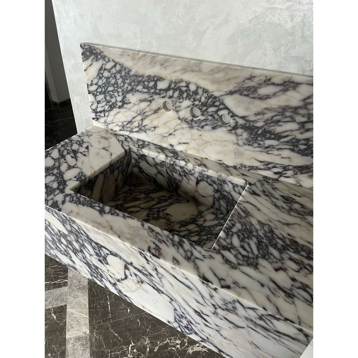 HANDCRAFTED CUSTOM CALACATTA VIOLA MARBLE SINK (NS-082)