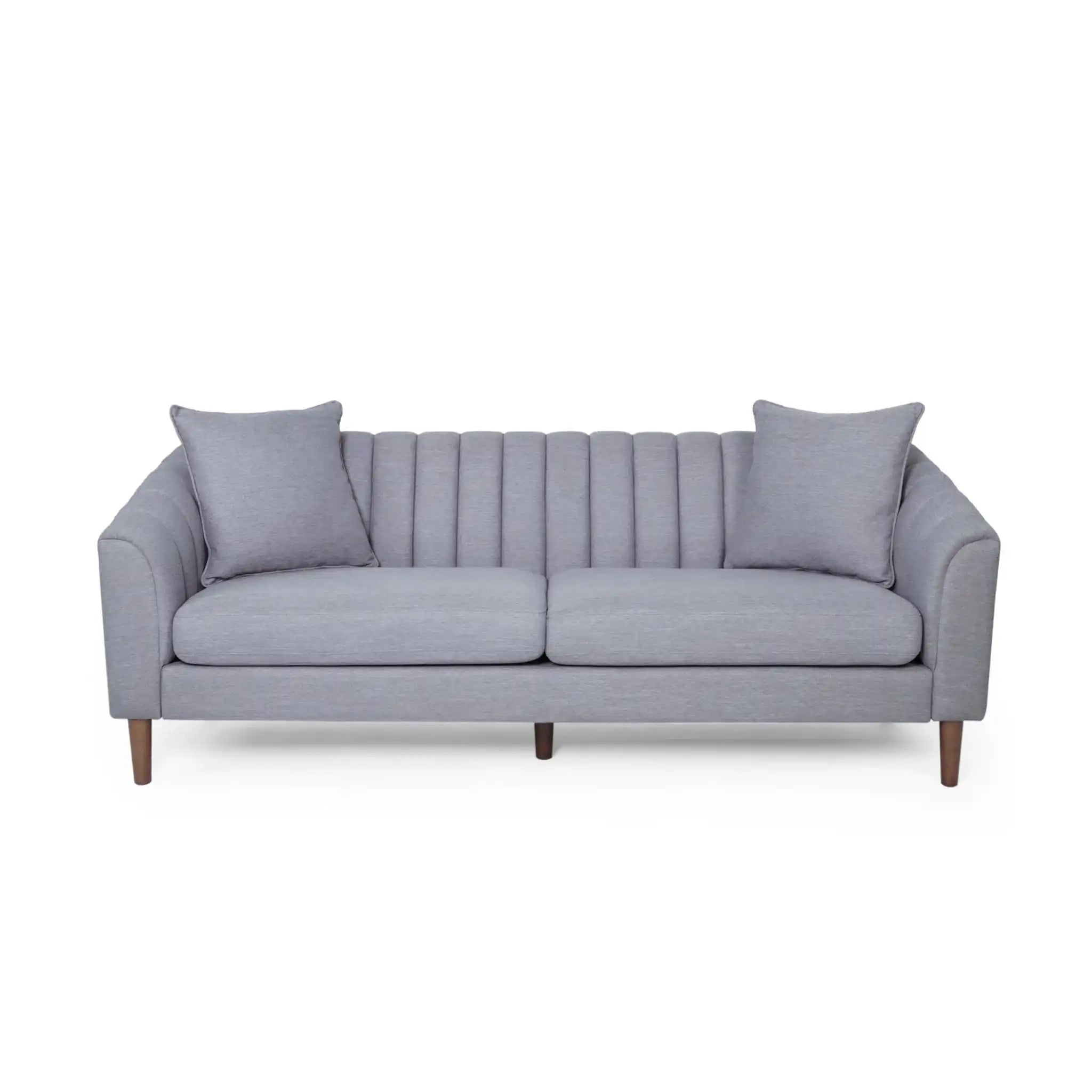 Contemporary 3 Seater Sofa with Plush Accents - Fabric