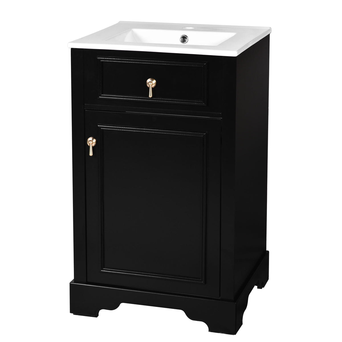 Elegant Bathroom Vanity with Ceramic Sink and Soft-Close Door - Multiple Colors