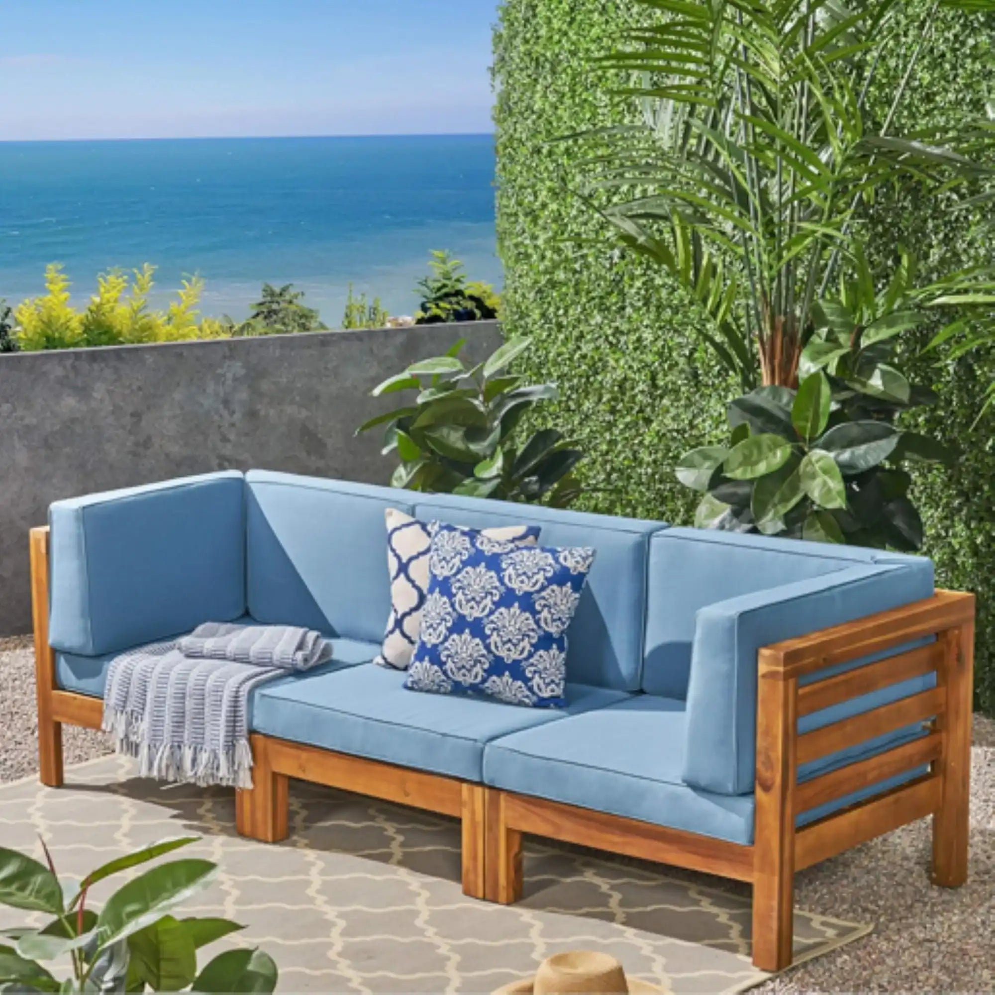 Oana 3 Piece Outdoor Sofa Set with Water Resistant Cushions - Multiple Colors