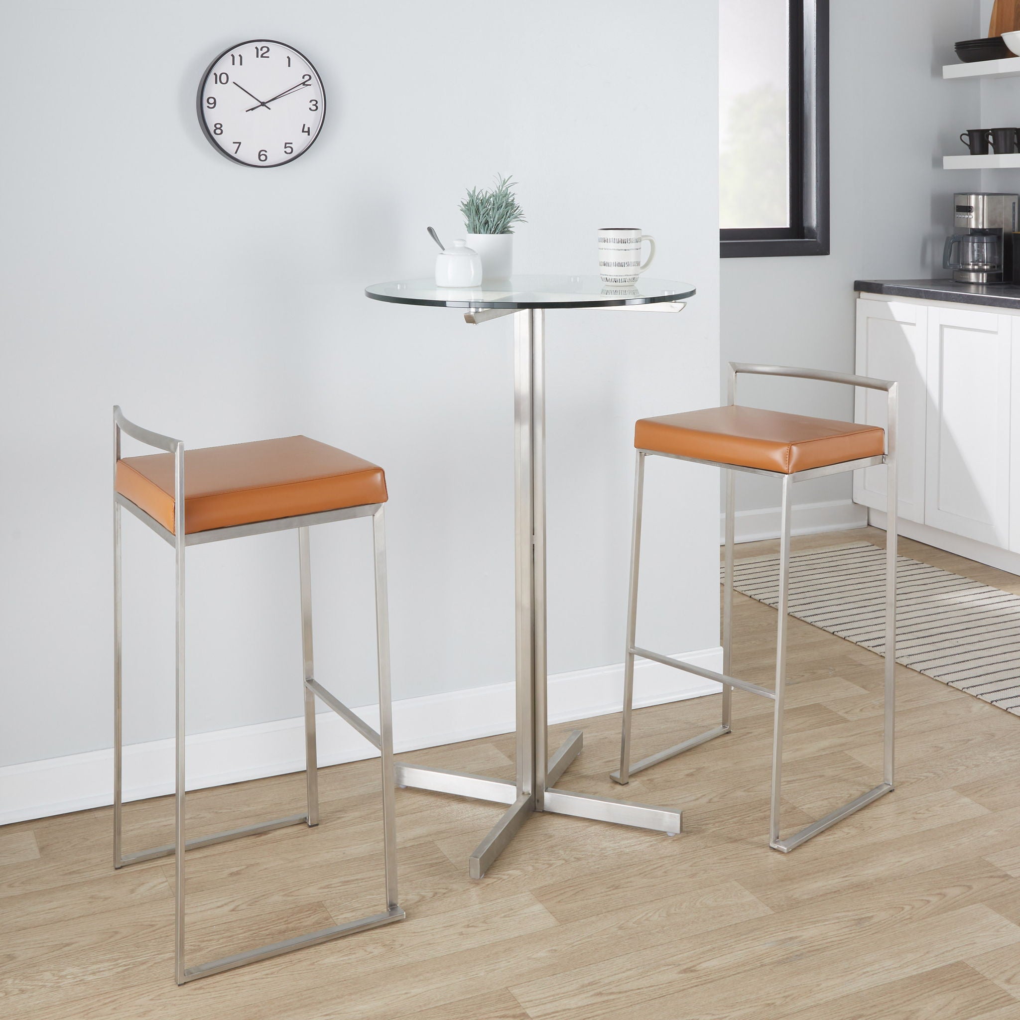 Contemporary Stackable Barstool with Padded Seat - Multiple Colors