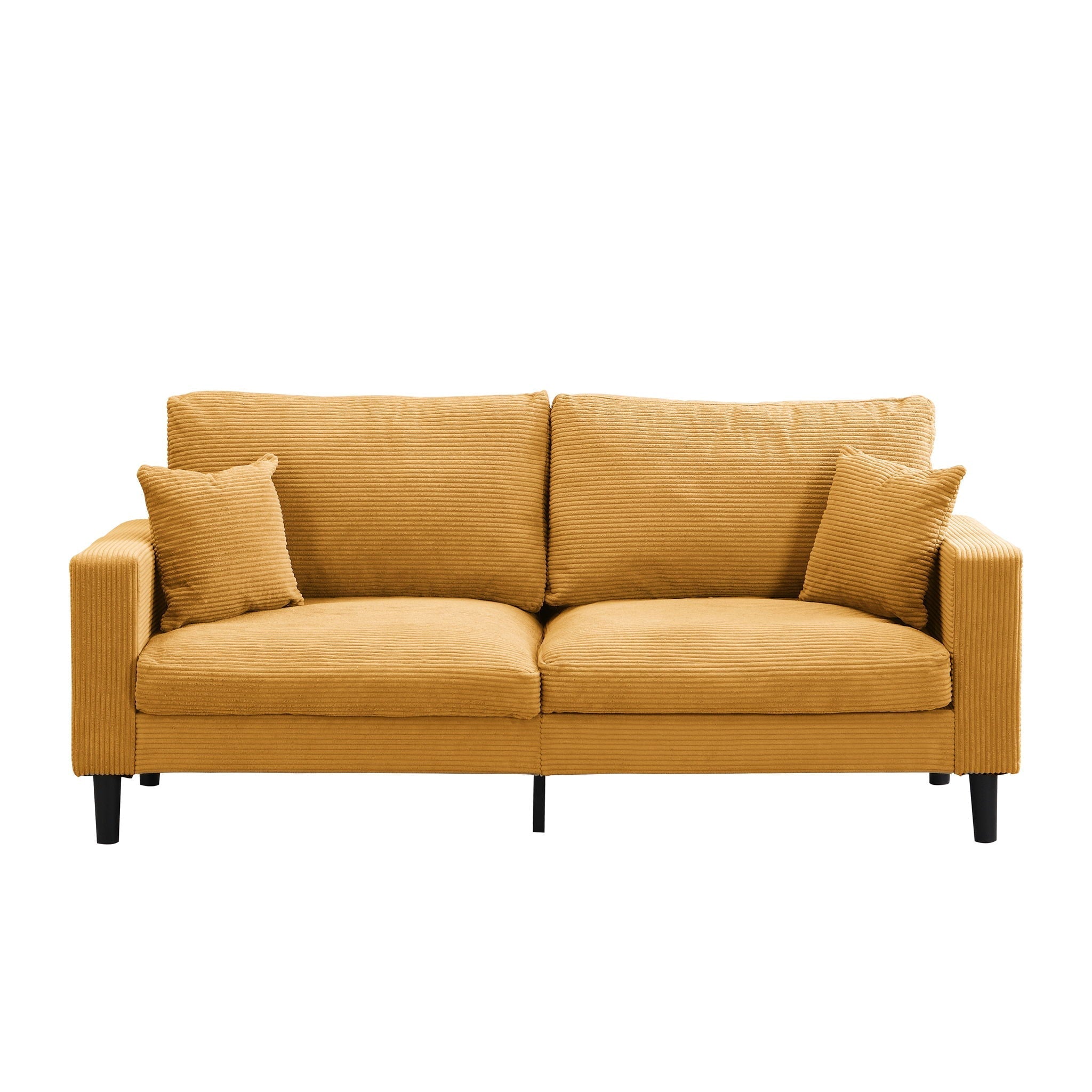 Modern Upholstered 3 Seat Sofa with High Resilience - Orange, Dark Gray, or Gray