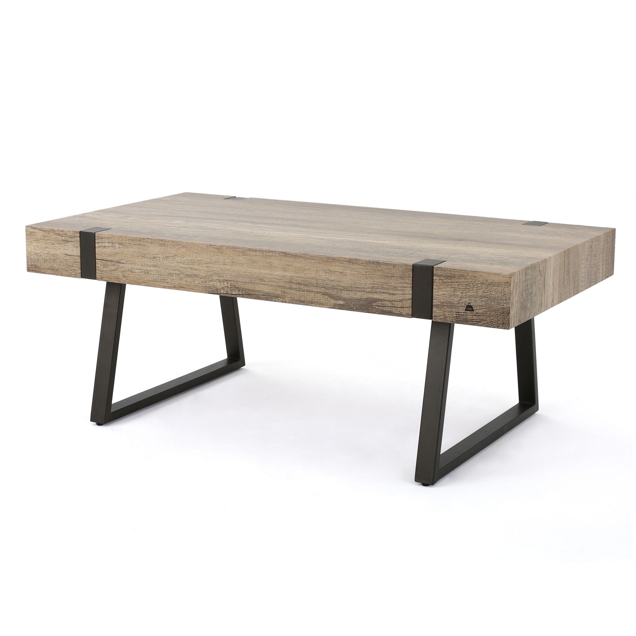 Abitha Coffee Table with Industrial Powder Coated Metal Legs - Light Brown or Black
