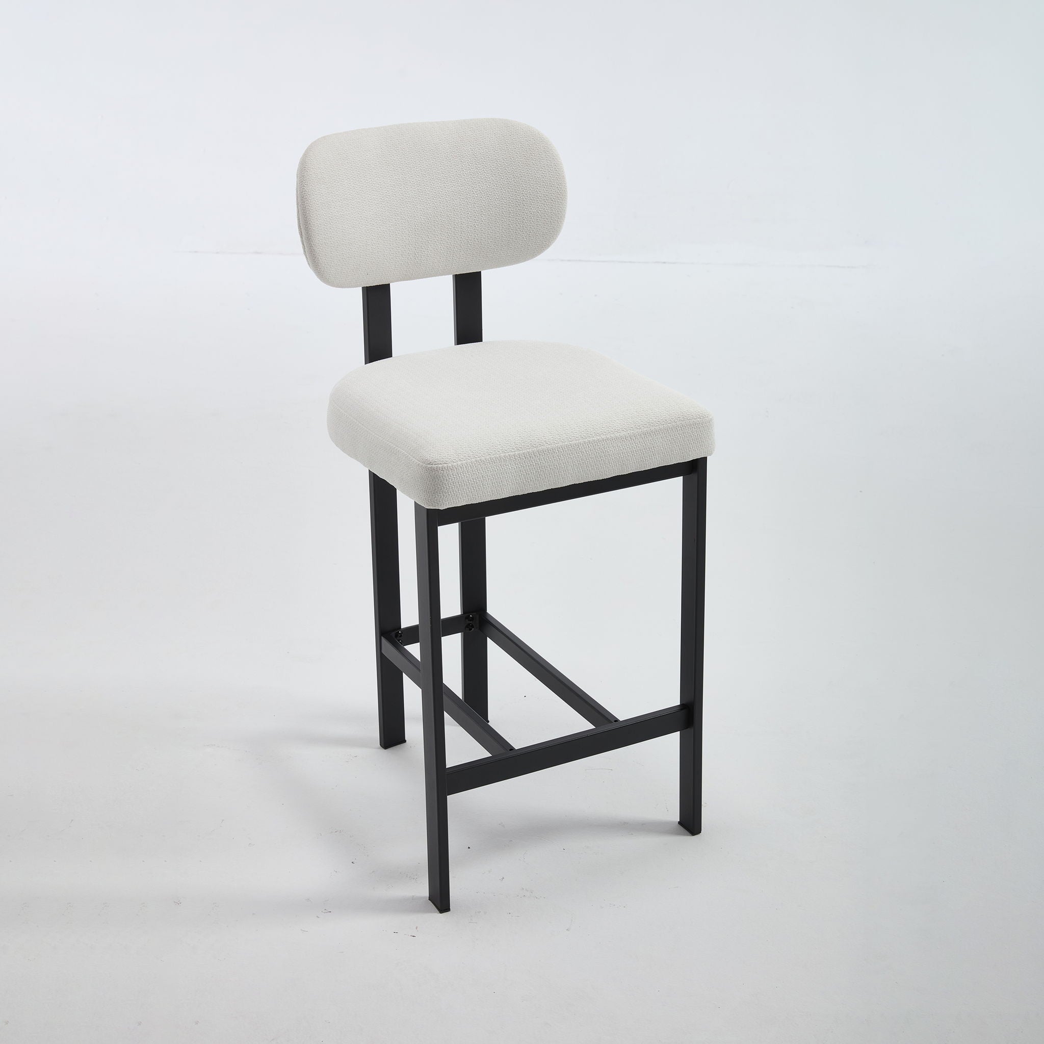 Modern Counter Height Stools Set of 2 with Reinforced Fabric Upholstery - Beige, Orange, Green