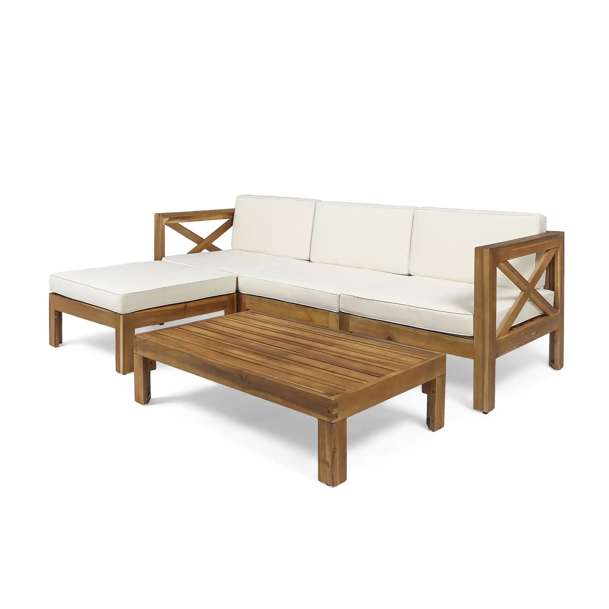 L Shape Outdoor Sofa Set with Water-Resistant Cushions - Dark Gray or Beige