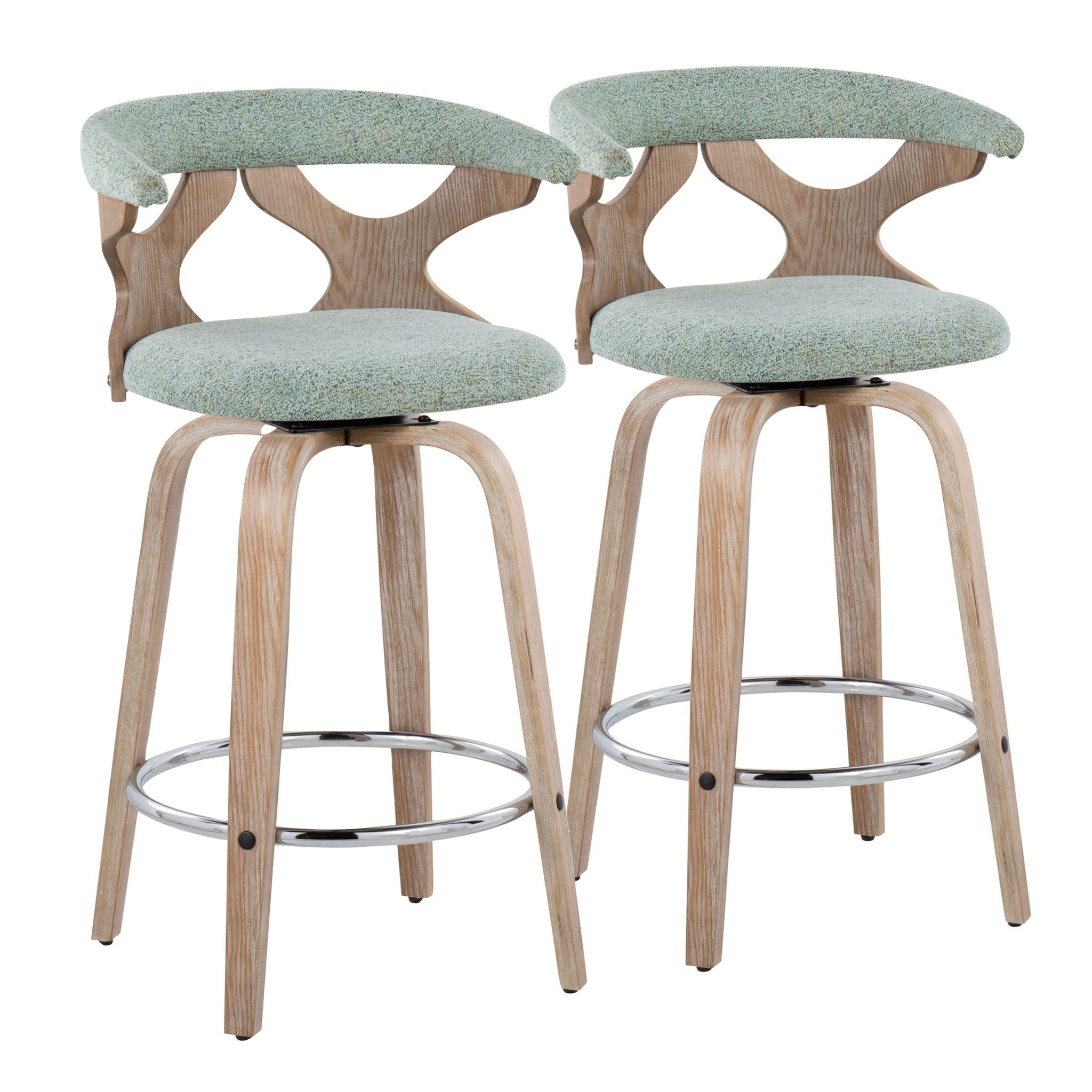 Mid Century Modern Fixed Height Counter Stool Set with Swivel - Multiple Colors