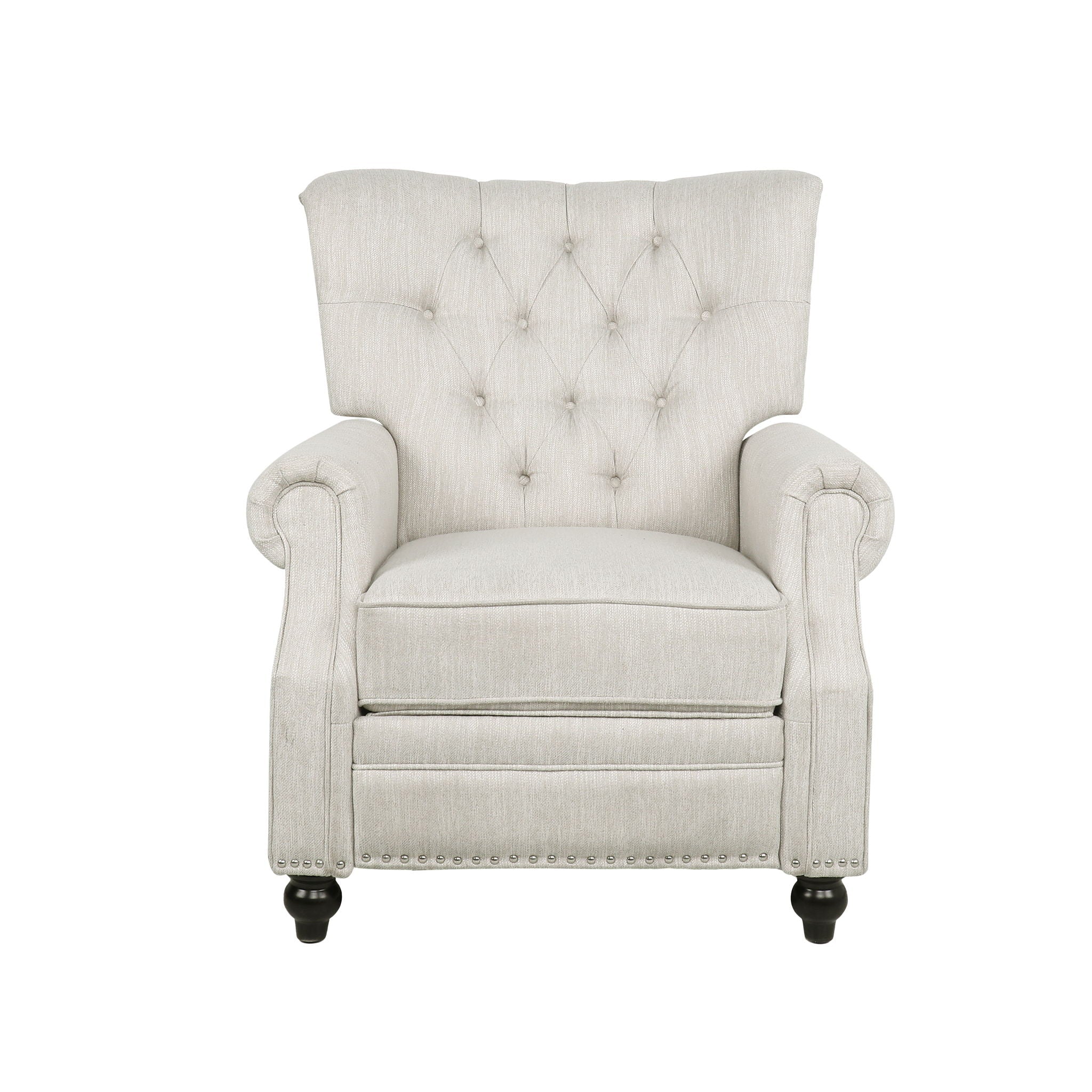 Welch Contemporary Tufted Pushback Recliner with Nailhead Trim - Beige or Light Brown