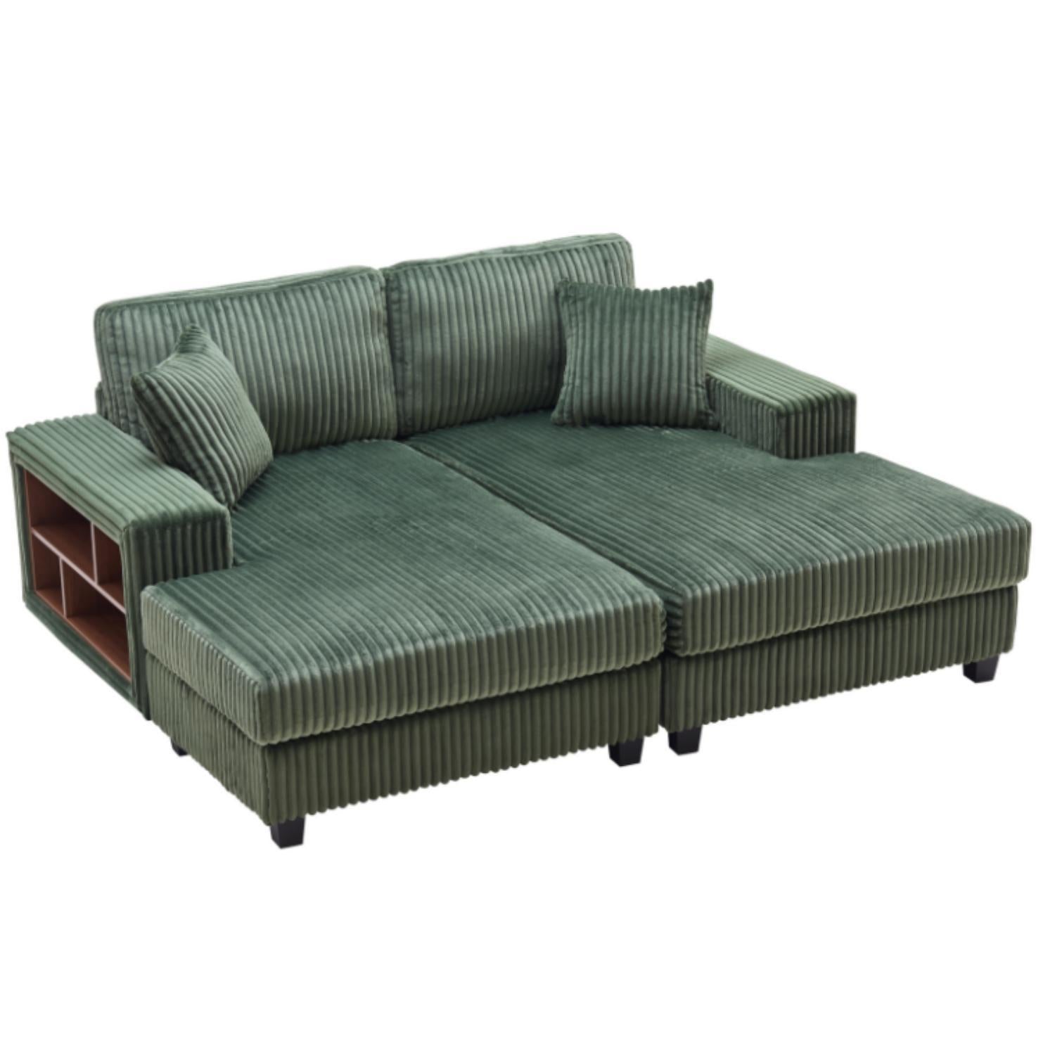 Convertible Sectional Sofa Sleeper with Oversized Lounge - Beige, Black, Dark Gray, or Dark Green