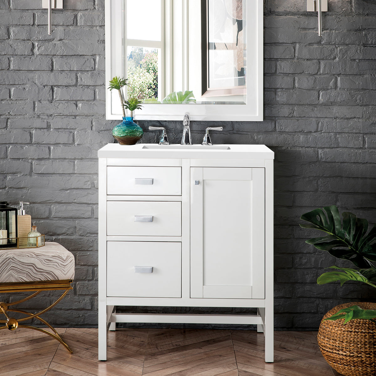 James Martin Addison 30" Single Bathroom Vanity, Glossy White