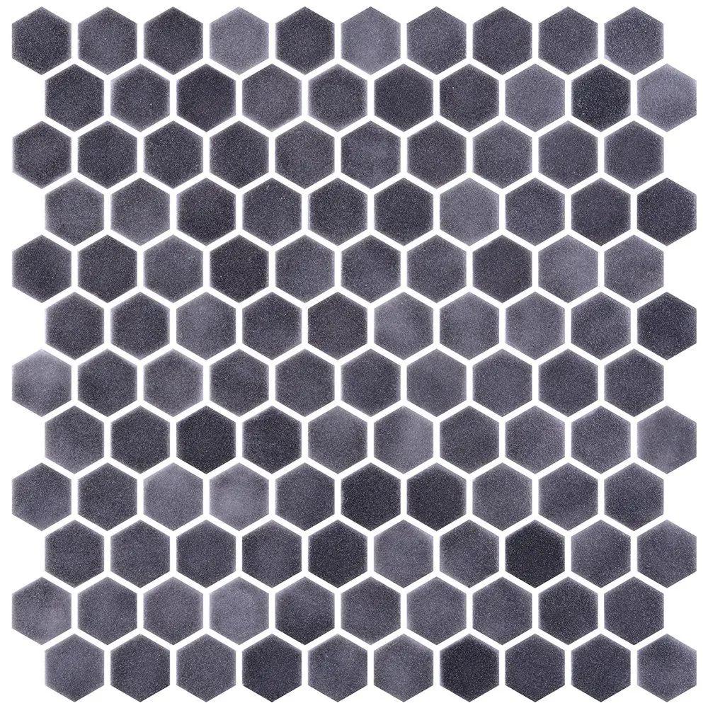 Antracite Honed Hexagon Glass Mosaics 11 3/4x11 1/2
