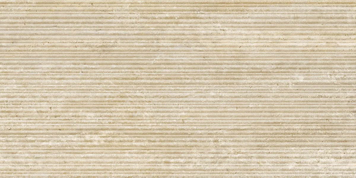 Veneer World Atelier Trail Bamboo Vein Cut Beige Travertine Look Porcelain Accent Tiles 12x24