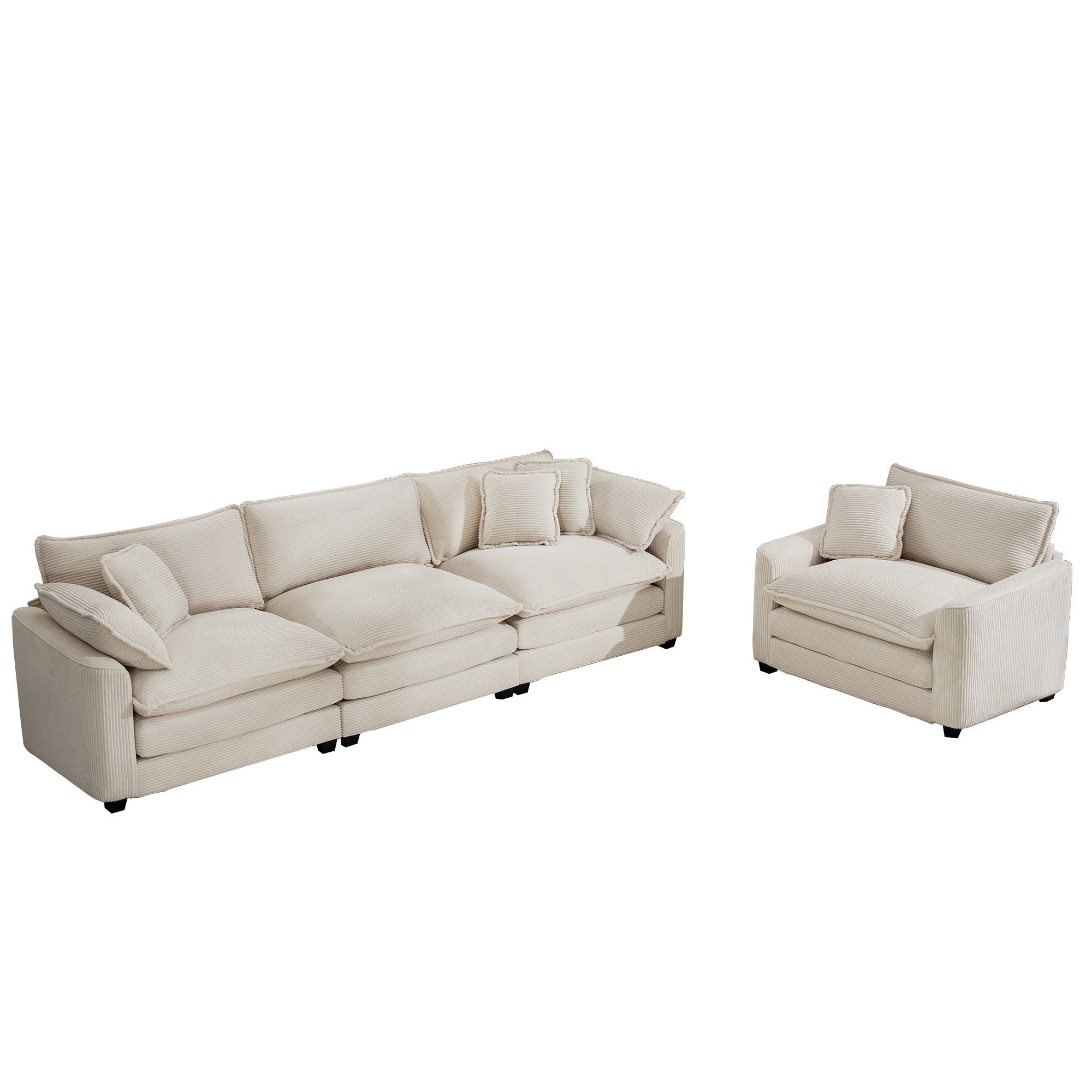 Oversized Sectional Sofa Set with Deep Seats - Flexible Layout, Fabric