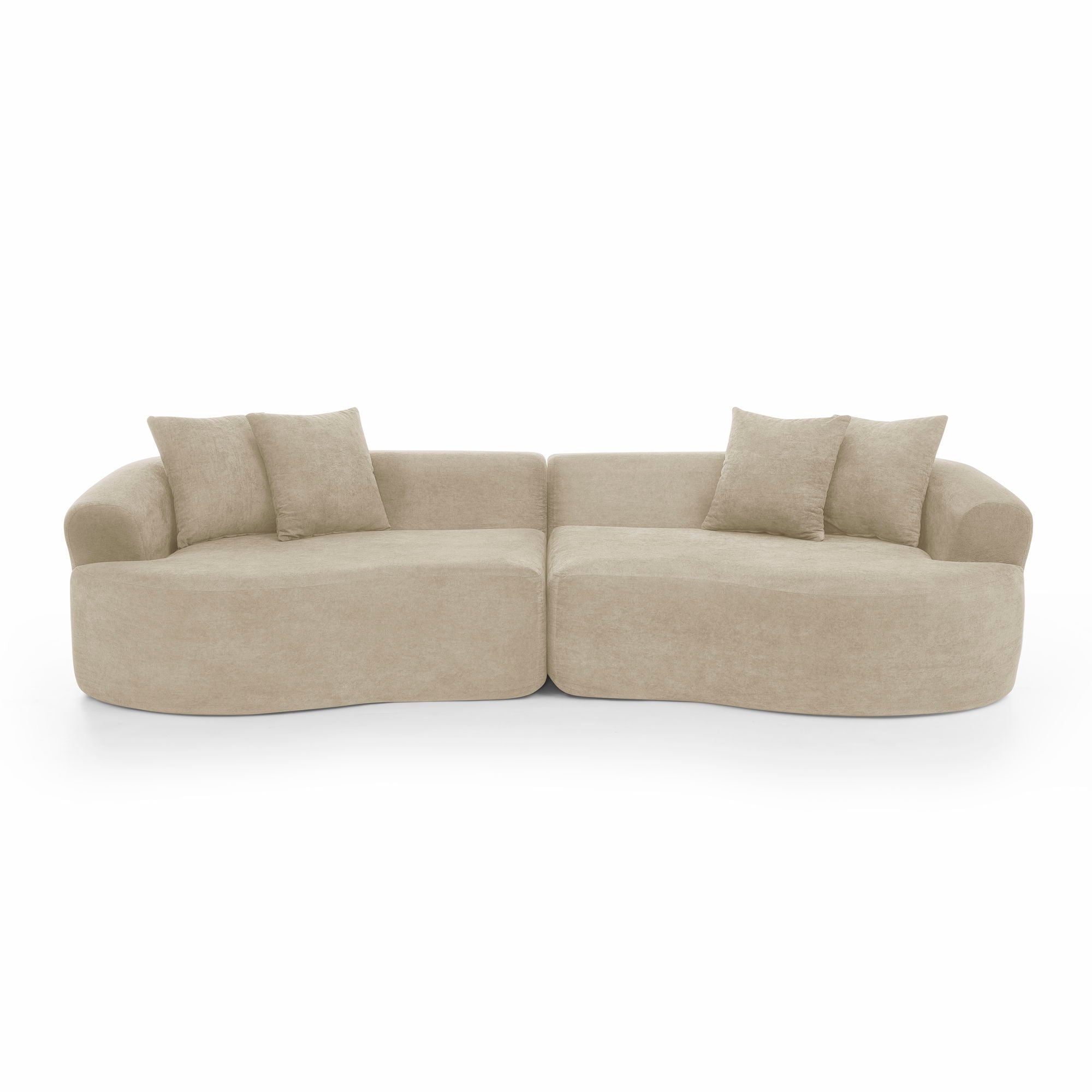 4 Seater Curved Cloud Sectional Sofa with High-Density Foam - Corduroy
