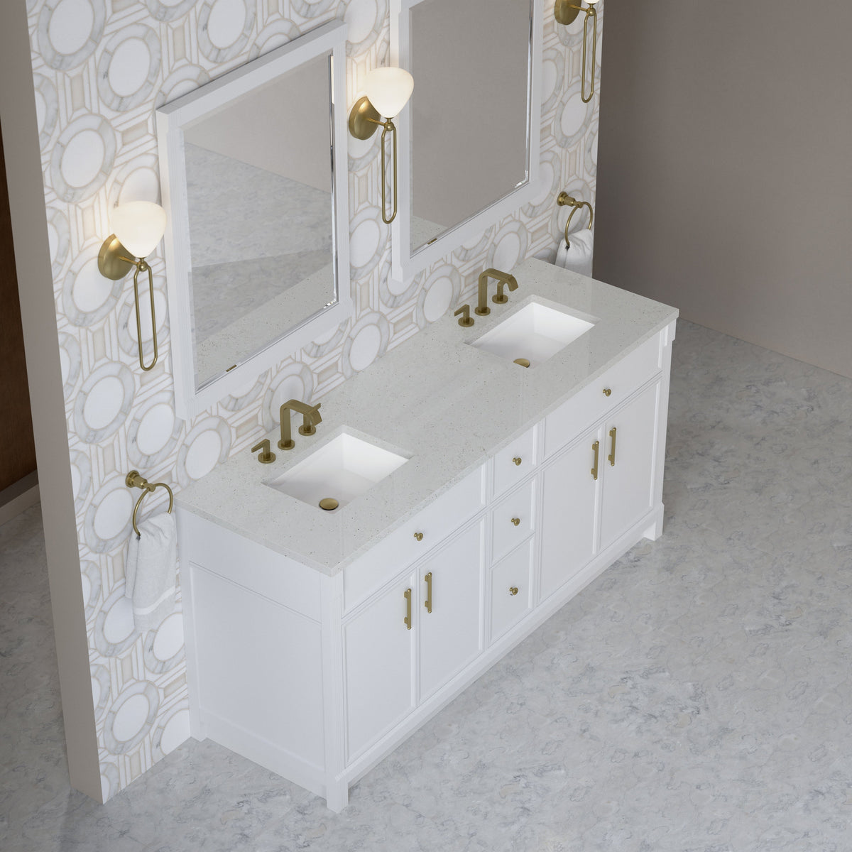 James Martin Bellshire 72" Double Bathroom Vanity, Bright White