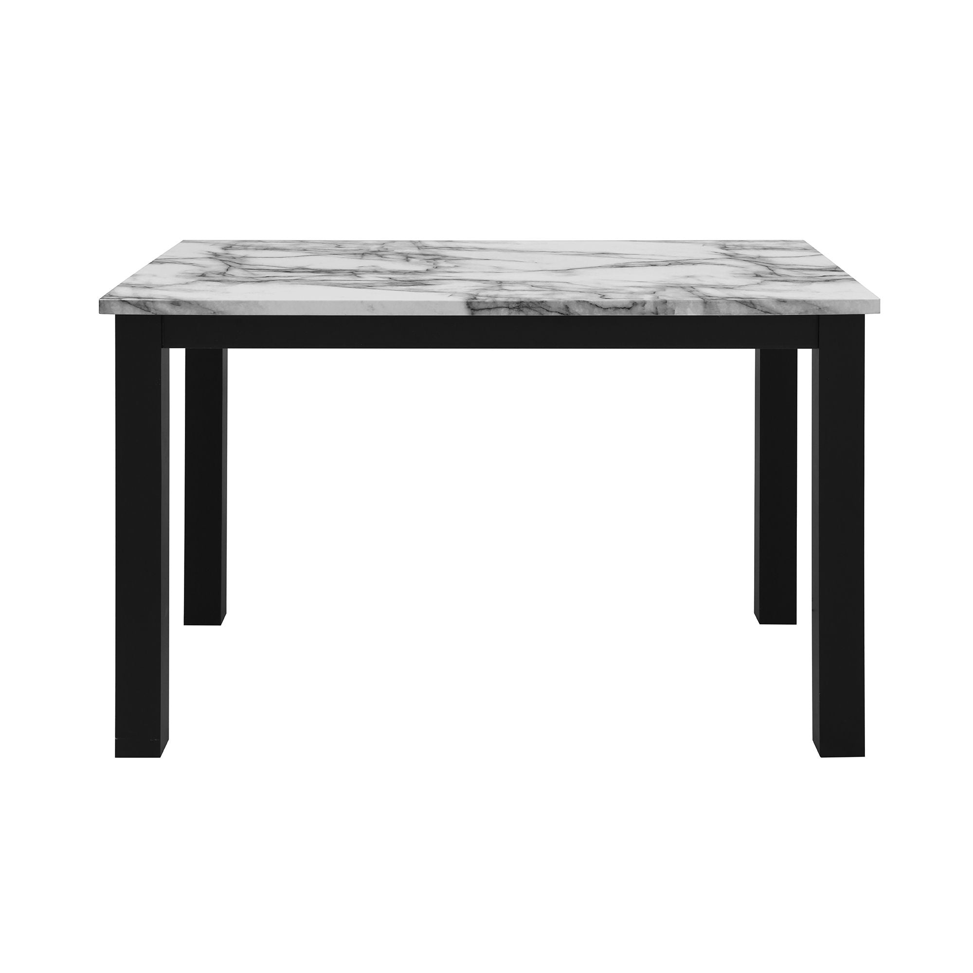 Faux Marble Top 5 Piece Dining Room Set with Cushioned Chairs - Black or Dark Gray