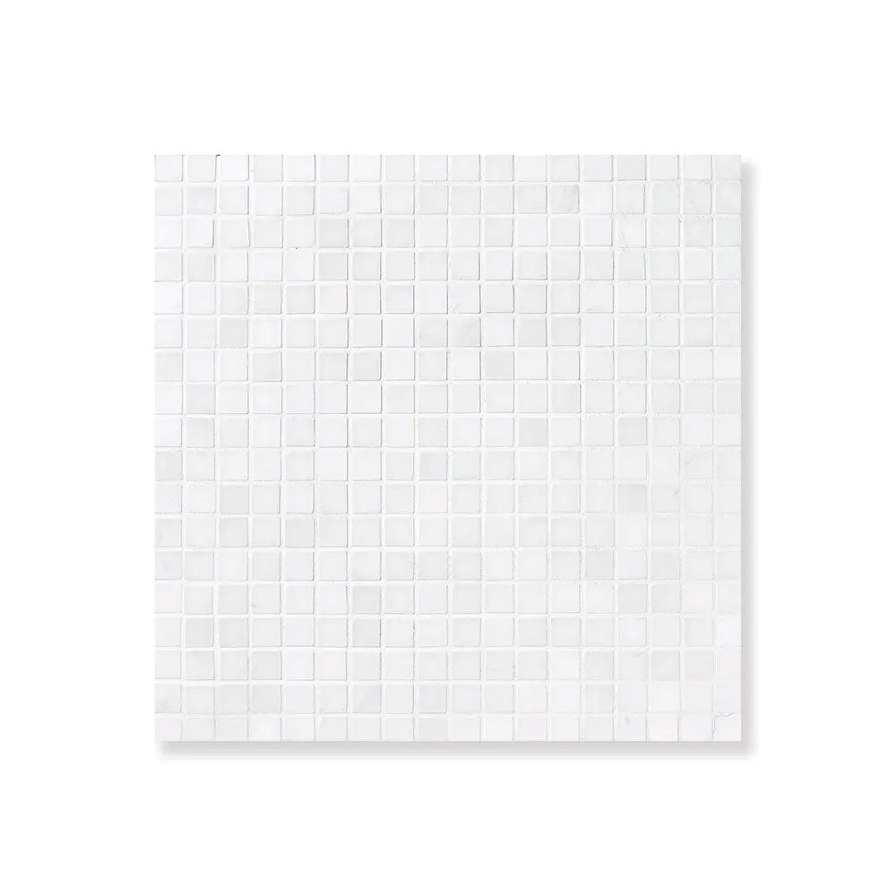 Bianco Dolomiti Honed Staggered Joint 5/8x5/8 Marble Mosaics 12x12