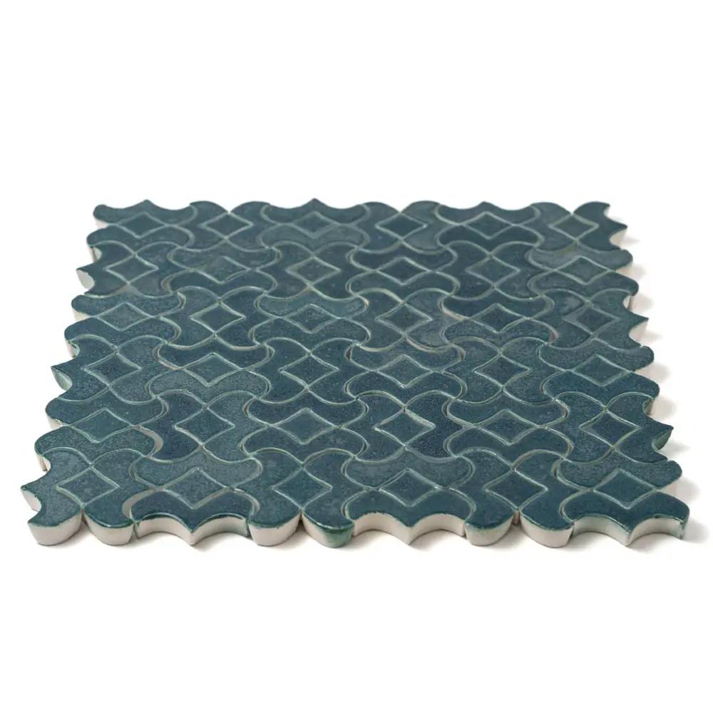 Blue Leather Alba Ceramic Accent Tiles 10 1/2x10 1/2