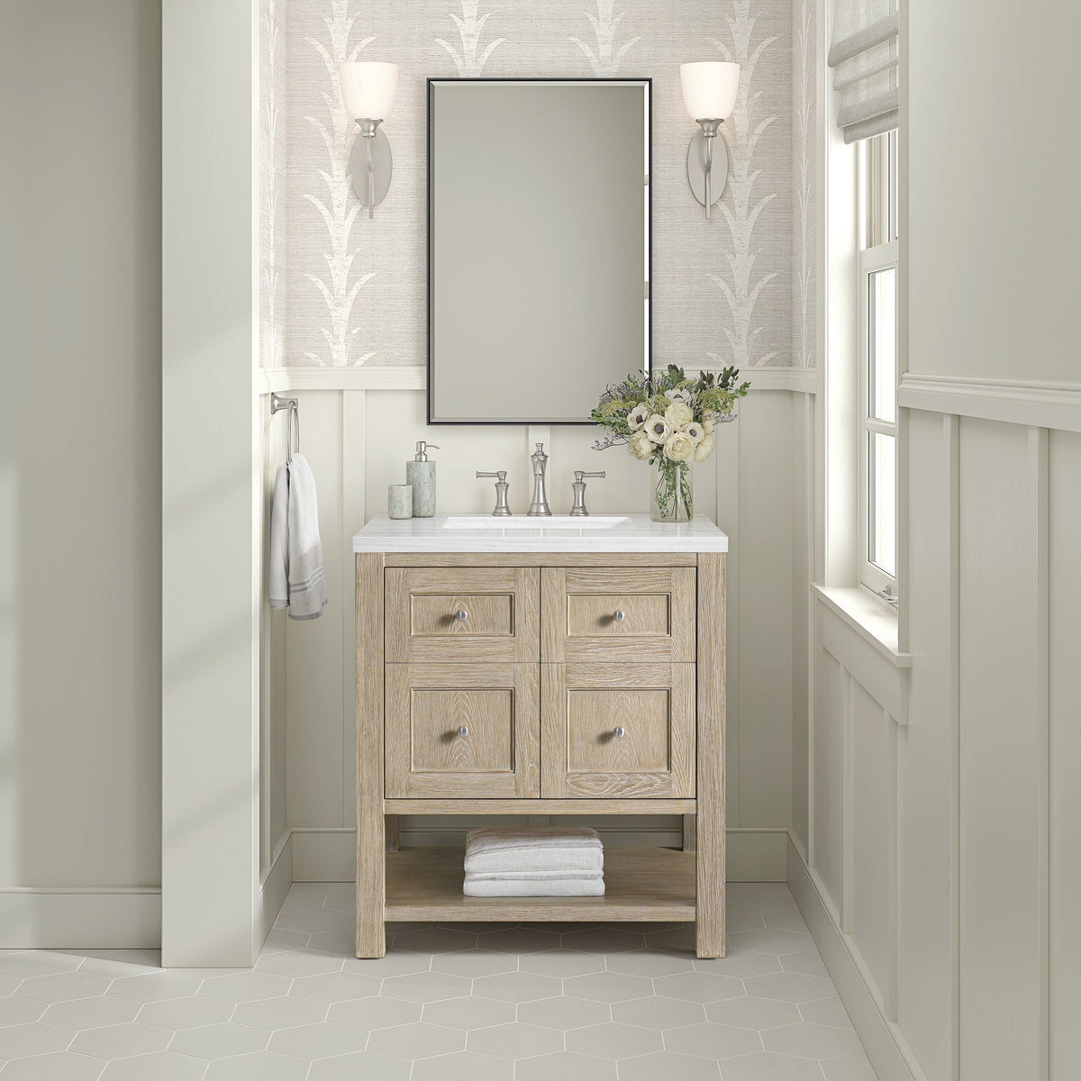 James Martin Breckenridge 30" Single Bathroom Vanity, Whitewashed Oak
