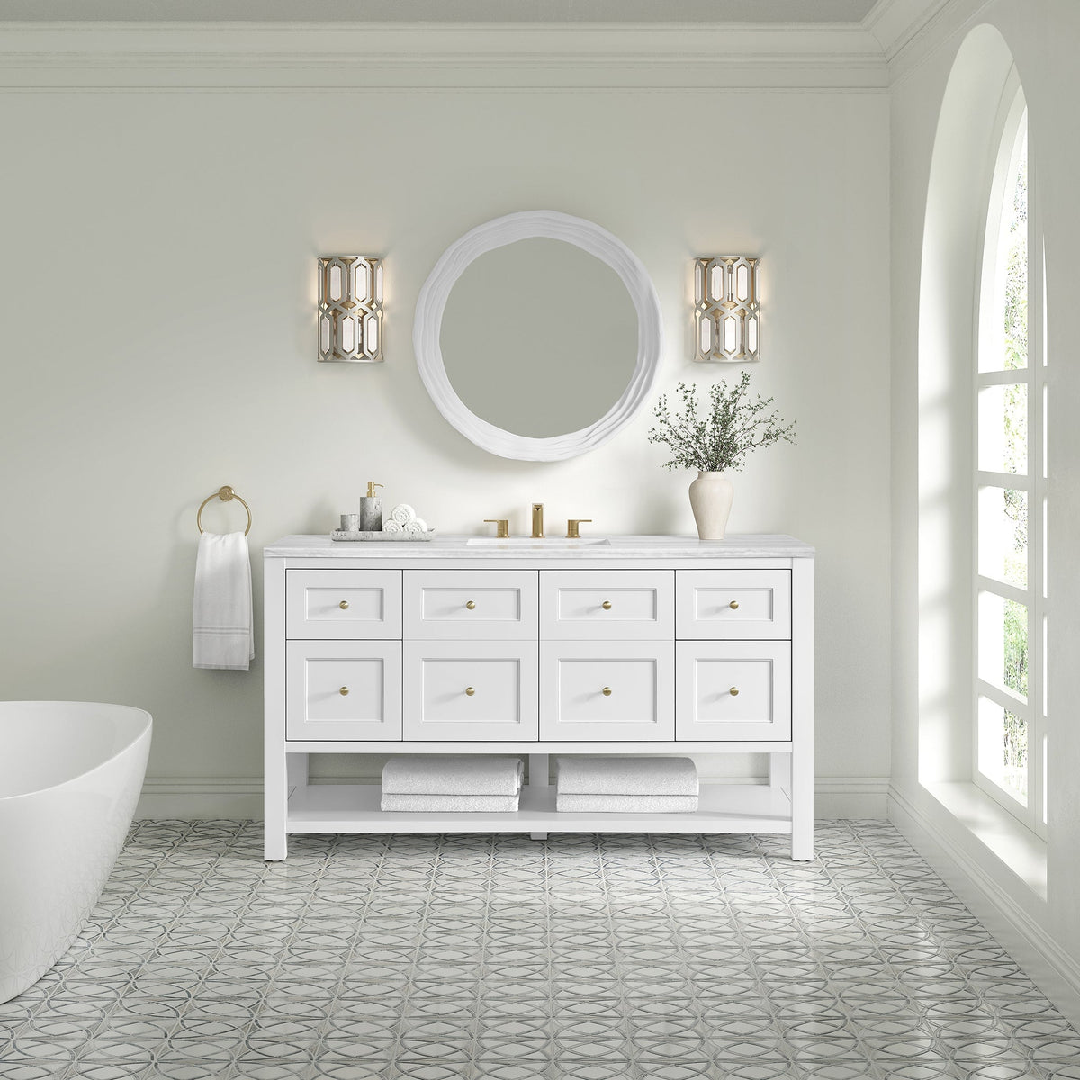 James Martin Breckenridge 60" Single Bathroom Vanity, Bright White