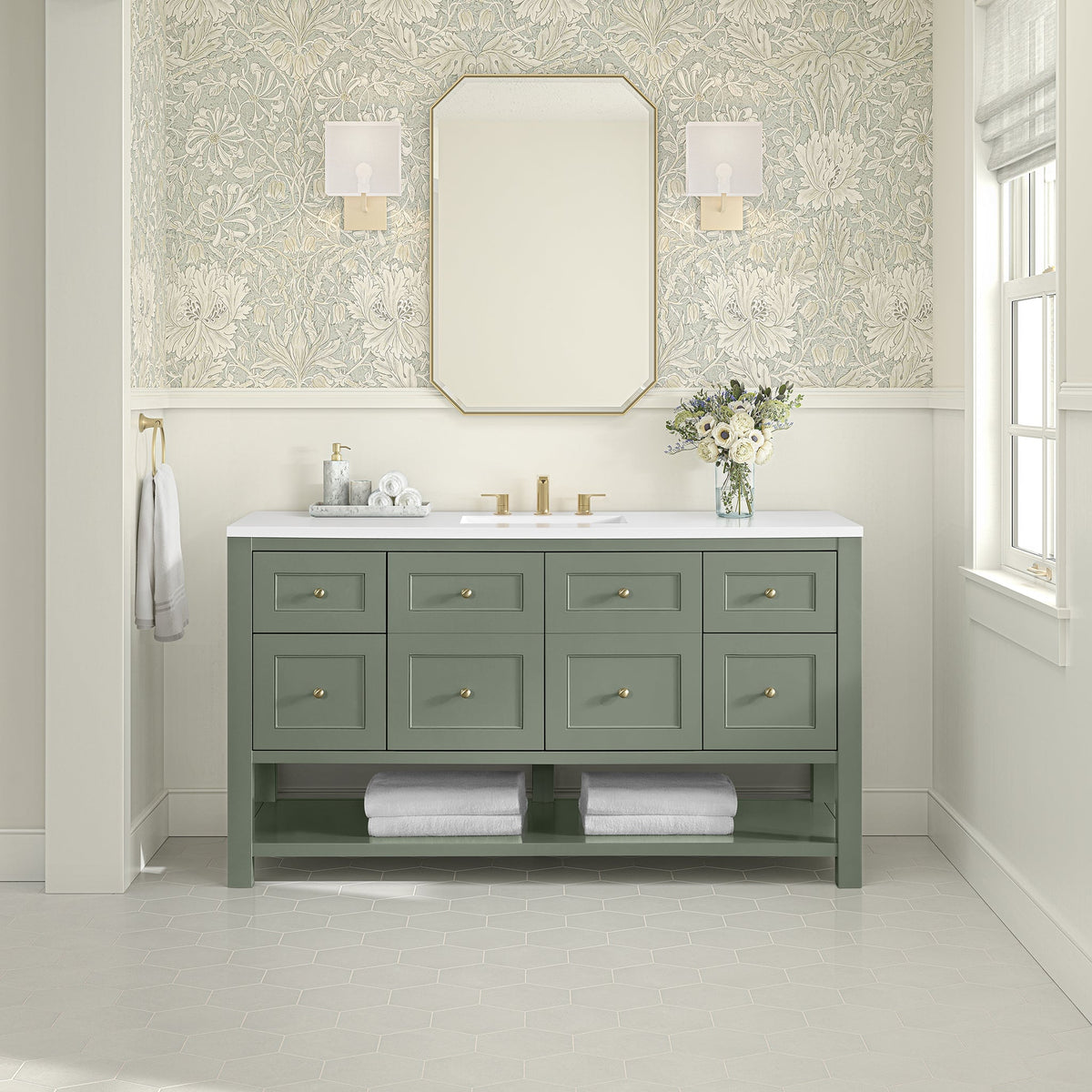 James Martin Breckenridge 60" Single Bathroom Vanity, Smokey Celadon